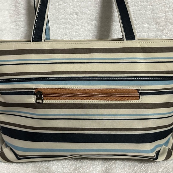 -SOLD-Kate Spade Stripped Canvas Tote Bag - Picture 8 of 15